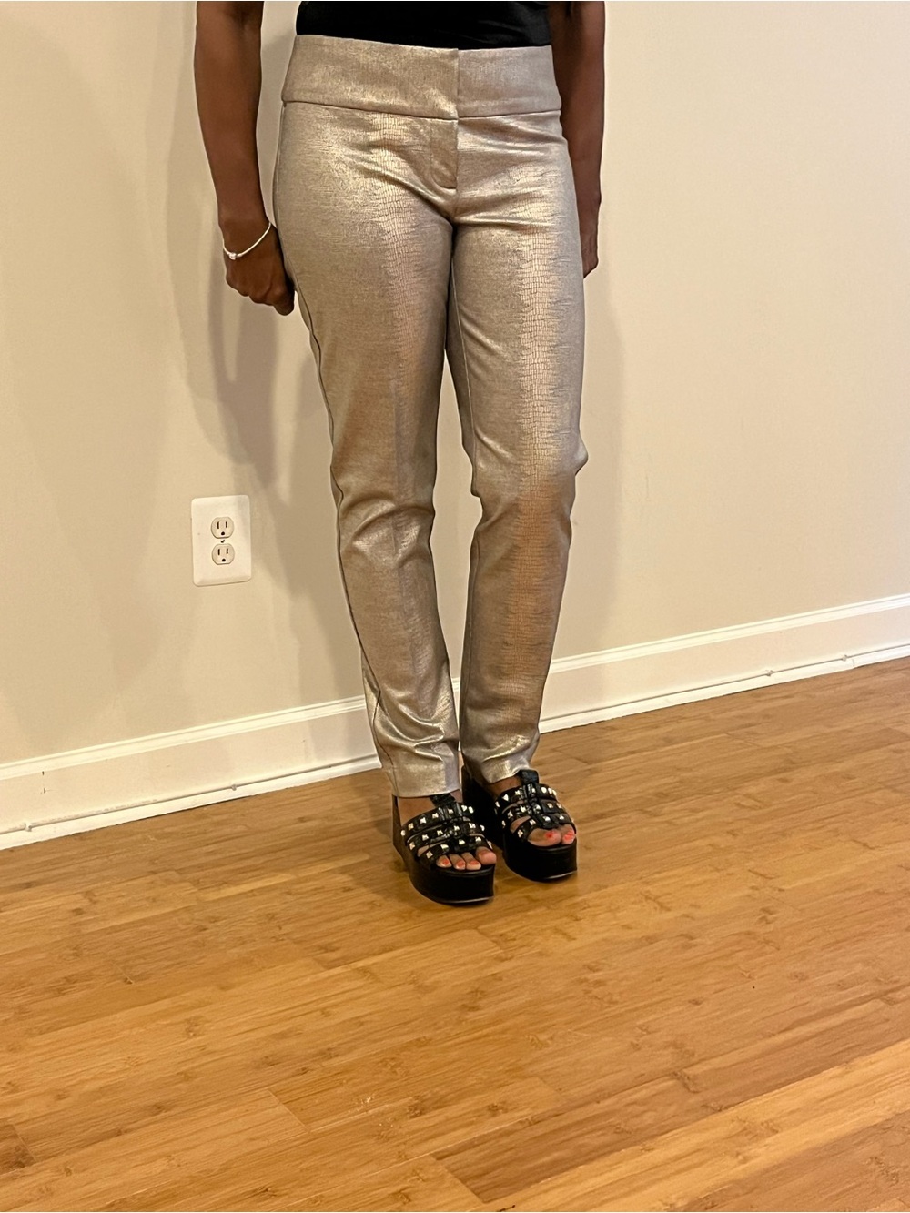 Alfani Silver Straight-Leg Metallic Dress Pants